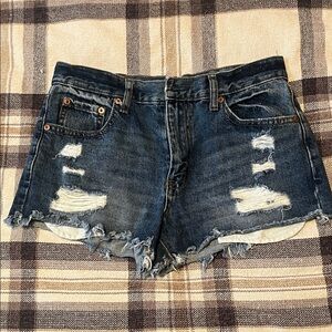 Aeropostale Dark Blue Distressed Jean Shorts